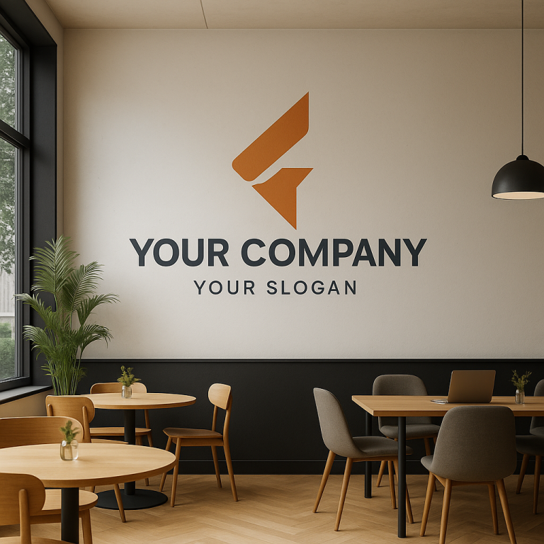 Büro – Wand 3 m × 2,5 m, Logodruck