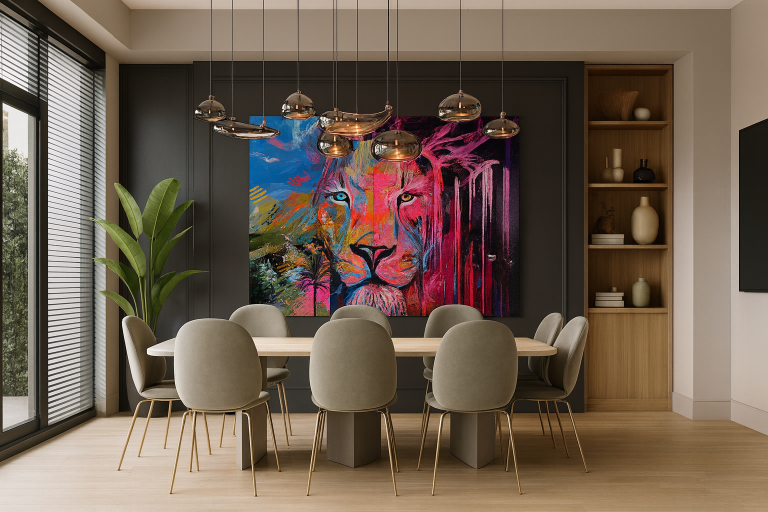 Modernes Esszimmer – Kunst als Statement